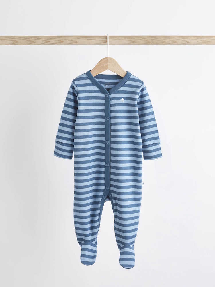 Blue Baby Cotton Sleepsuits 5 Pack (0-2yrs) - Image 5 of 15