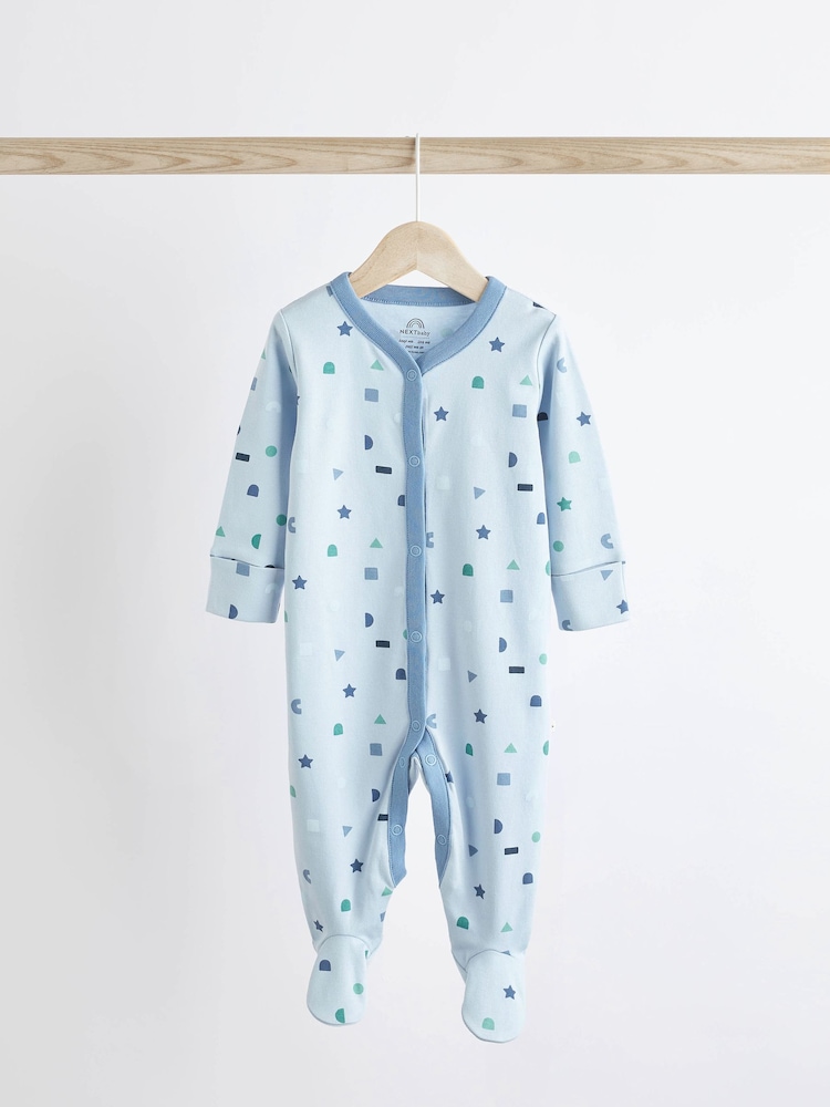 Blue Baby Cotton Sleepsuits 5 Pack (0-2yrs) - Image 8 of 15