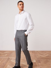 Grey Slim Fit Machine Washable Plain Front Smart Trousers - Image 3 of 6