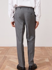 Grey Slim Fit Machine Washable Plain Front Smart Trousers - Image 5 of 6