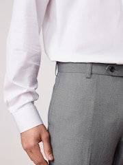 Grey Slim Fit Machine Washable Plain Front Smart Trousers - Image 6 of 6