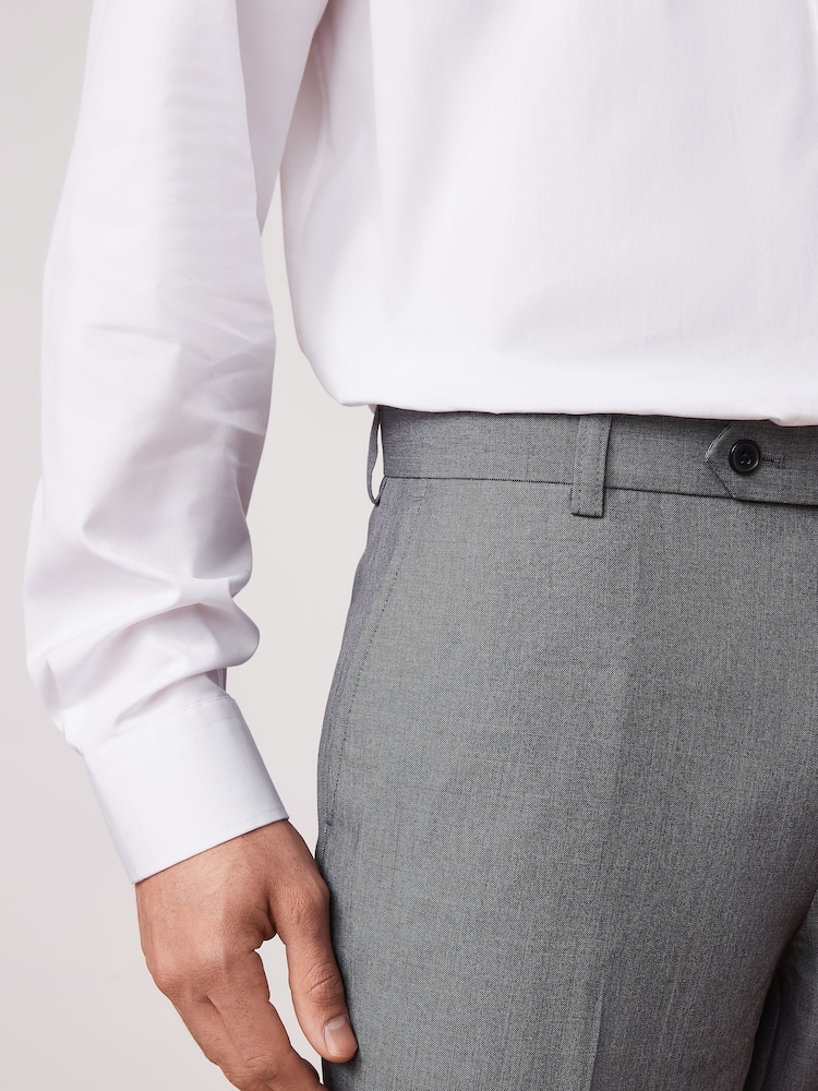 Grey Slim Fit Machine Washable Plain Front Smart Trousers - Image 6 of 6