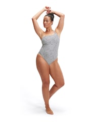 Speedo Black Womens Shaping Printed Asymmetric 1 Piece Swimsuit - Image 4 of 12