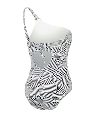 Speedo Black Womens Shaping Printed Asymmetric 1 Piece Swimsuit - Image 9 of 12