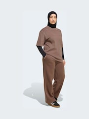 adidas Originals Brown Essentials Wide Leg Joggers Fleece - Image 3 of 7