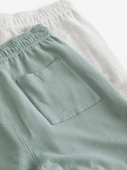 Grey/Sage Green Texture Lightweight Joggers Shorts 2 Pack - Image 14 of 15