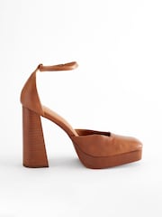 Tan Brown Forever Comfort® Square Toe Platform Heel Shoes - Image 2 of 6