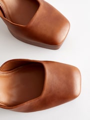 Tan Brown Forever Comfort® Square Toe Platform Heel Shoes - Image 5 of 6