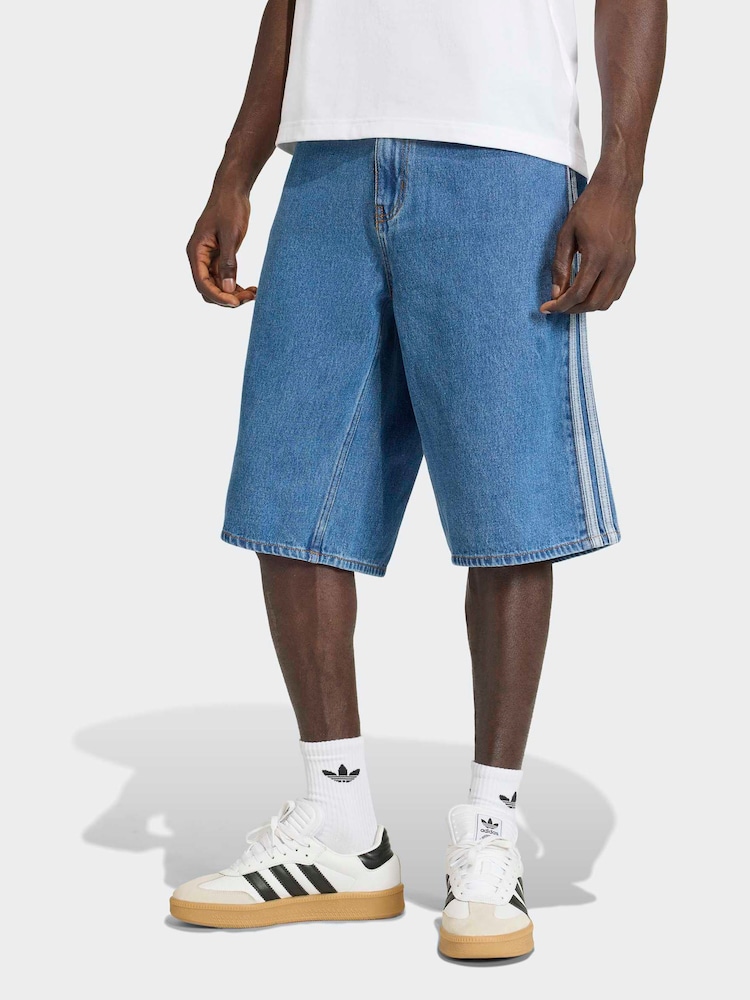 adidas Originals Blue Firebird Adicolor Denim Shorts - Image 1 of 6