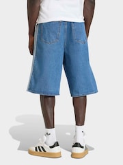 adidas Originals Blue Firebird Adicolor Denim Shorts - Image 2 of 6