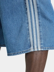 adidas Originals Blue Firebird Adicolor Denim Shorts - Image 4 of 6
