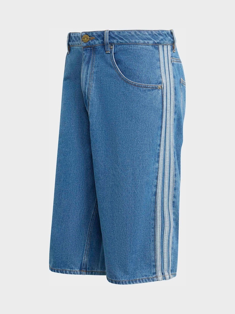 adidas Originals Blue Firebird Adicolor Denim Shorts - Image 6 of 6