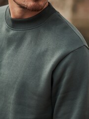 Green Regular Fit Jersey Cotton Rich Crew Sweatshirt - Image 4 of 8