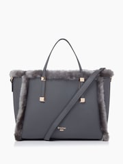 Dune London Grey Duffies Faux Fur Tote Bag - Image 1 of 1