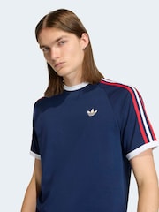 adidas Originals Blue 3-Stripes T-Shirt - Image 4 of 6