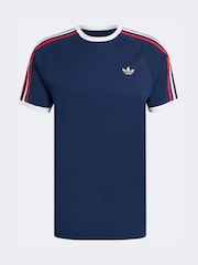 adidas Originals Blue 3-Stripes T-Shirt - Image 6 of 6