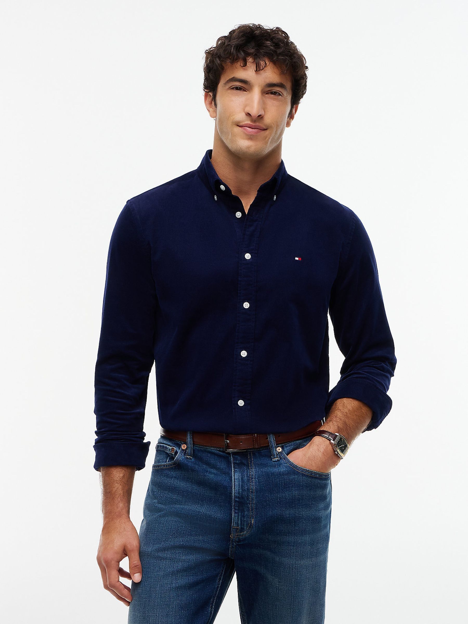 Tommy Hilfiger Blue Flag Embroidery Corduroy Shirt - Navy - 2XL - Image 5