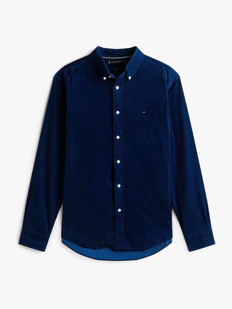 Tommy Hilfiger Blue Regular Fit Fine Corduroy Shirt - Image 5 of 5 Tommy Hilfiger Blue Regular Fit Fine Corduroy Shirt - Image 5 of 5