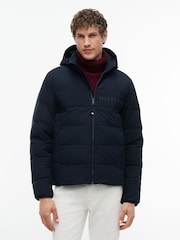 Tommy Hilfiger Blue Double Layer Hooded Puffer Jacket - Image 1 of 5