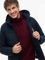 Tommy Hilfiger Blue Double Layer Hooded Puffer Jacket - Image 4 of 5