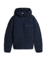 Tommy Hilfiger Blue Double Layer Hooded Puffer Jacket - Image 5 of 5
