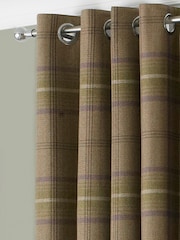 Riva Paoletti Thistle Brown Aviemore Tartan Faux Wool Eyelet Curtains - Image 1 of 4