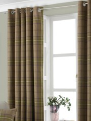 Riva Paoletti Thistle Brown Aviemore Tartan Faux Wool Eyelet Curtains - Image 2 of 4