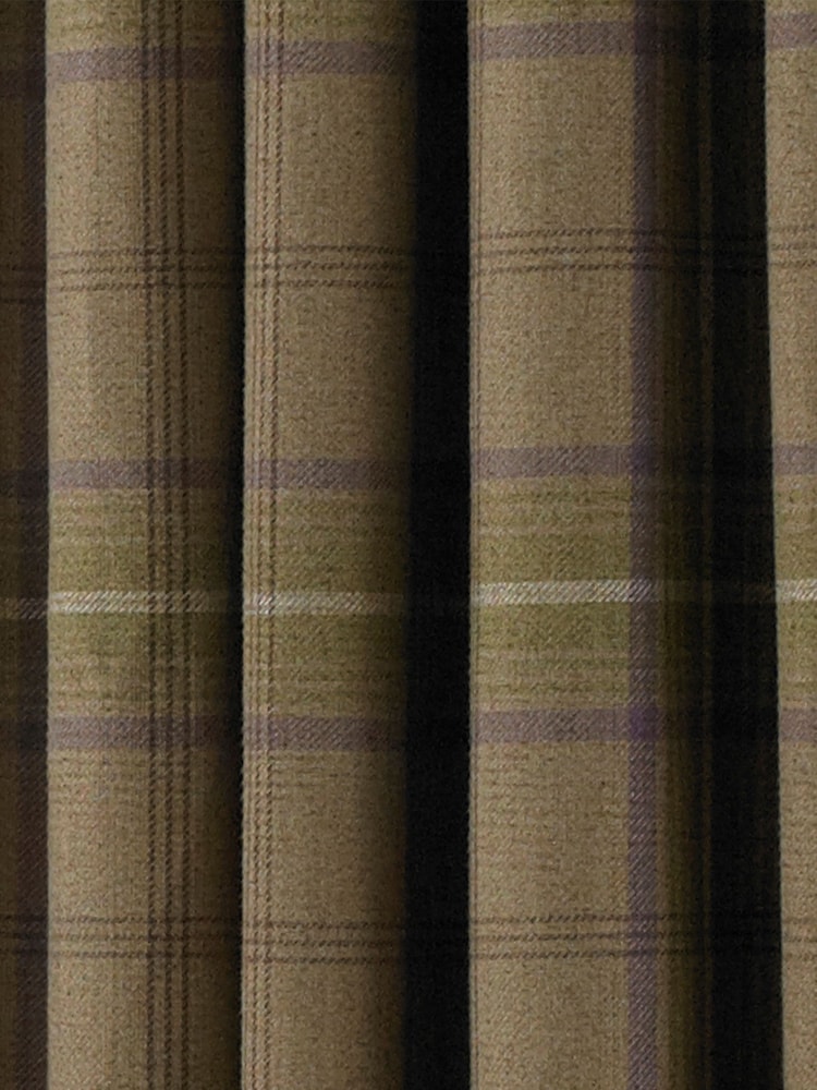 Riva Paoletti Thistle Brown Aviemore Tartan Faux Wool Eyelet Curtains - Image 4 of 4