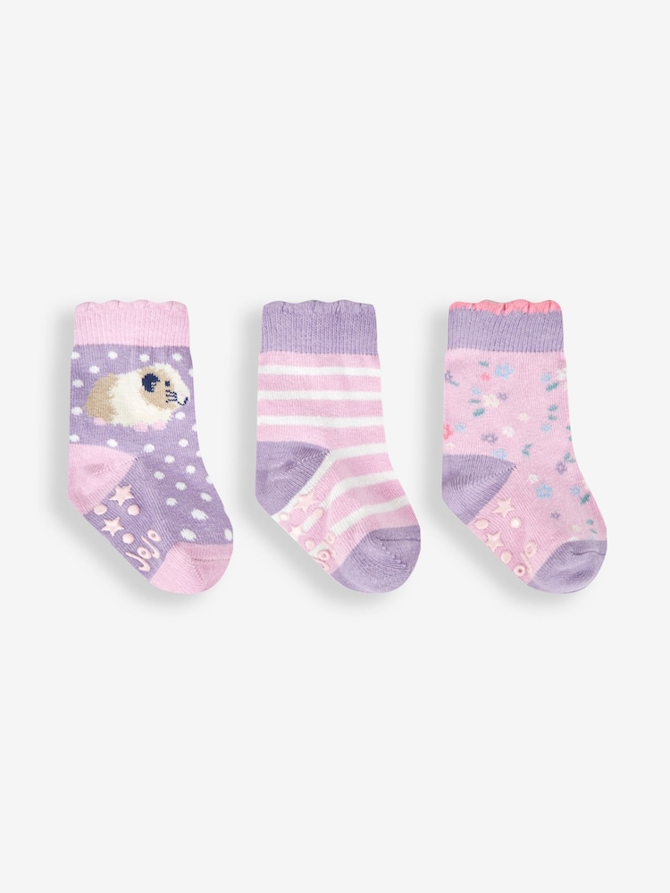 JoJo Maman Bébé Lilac 3-Pack Guinea Pig Socks - Image 1 of 1