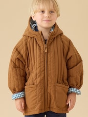 Braun - KIDLY by MORI Supersoft Lined Quilted Jacket - Bild 1 von 6