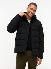 Tommy Hilfiger Black Double Layer Hooded Puffer Jacket - Image 1 of 6