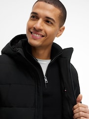 Tommy Hilfiger Black Double Layer Hooded Puffer Jacket - Image 5 of 6