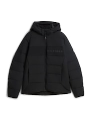 Tommy Hilfiger Black Double Layer Hooded Puffer Jacket - Image 6 of 6