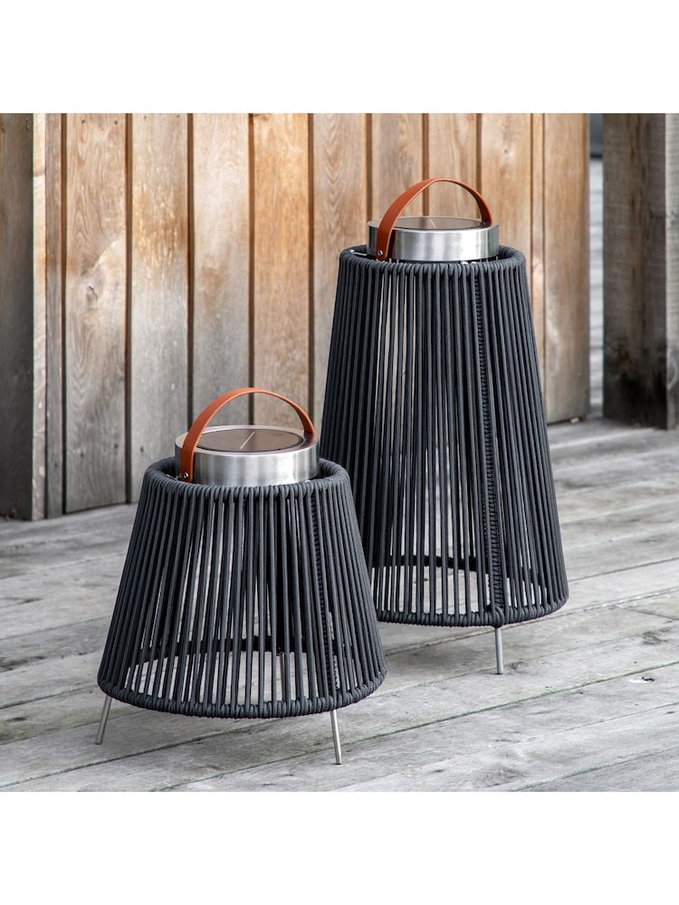Gallery Black Garden Large Cabra LED Solar Lantern - Image 1 of 4