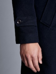 Charles Tyrwhitt Blue Pure Wool Funnel Neck Overcoat - Image 4 of 6