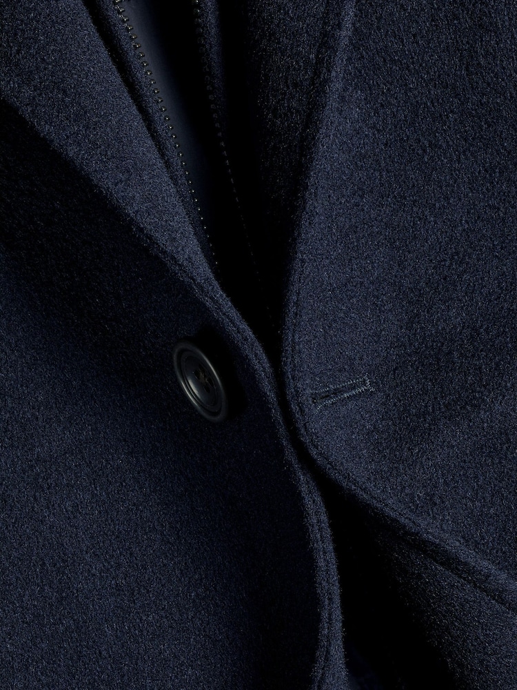 Charles Tyrwhitt Blue Pure Wool Funnel Neck Overcoat - Image 6 of 6