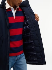 Mavi - Tommy Hilfiger Performance Tech Kapşonlu Yastıqlı Parka Gödəkçə - 6şəkildən 4 şəkil