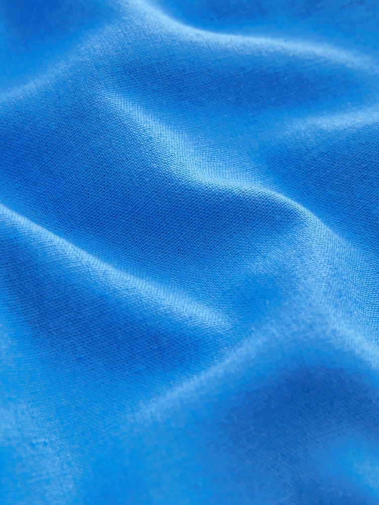 Bright Blue Linen Blend High Neck Mini Dress - Image 6 of 6