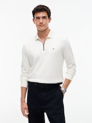 Tommy Hilfiger Cream Fluid Cotton Long Sleeve Polo Shirt - Image 1 of 6
