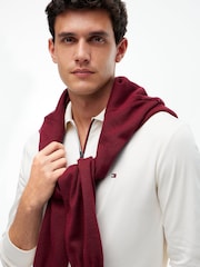 Tommy Hilfiger Cream Fluid Cotton Long Sleeve Polo Shirt - Image 3 of 6