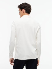 Tommy Hilfiger Cream Fluid Cotton Long Sleeve Polo Shirt - Image 4 of 6
