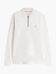 Tommy Hilfiger Cream Fluid Cotton Long Sleeve Polo Shirt - Image 5 of 6