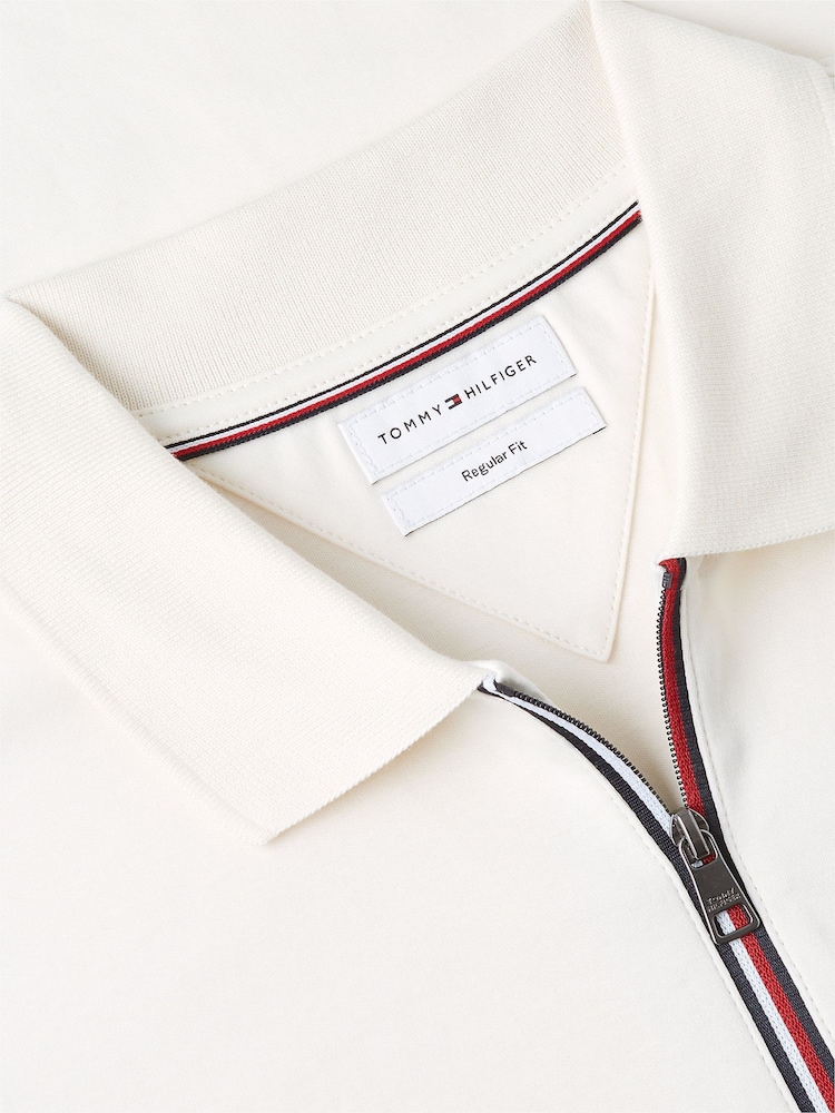 Tommy Hilfiger Cream Fluid Cotton Long Sleeve Polo Shirt - Image 6 of 6