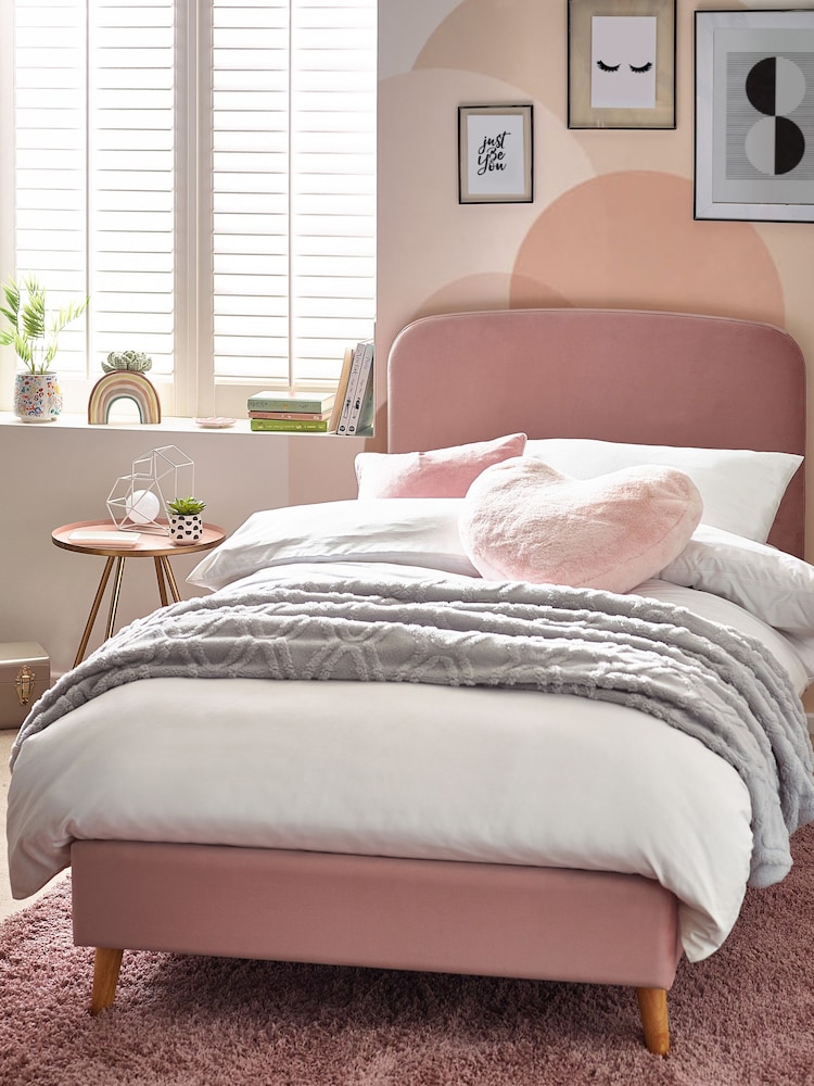 Opulent Velvet Blush Pink Kids Matson Standard Upholstered Bed - Image 1 of 7