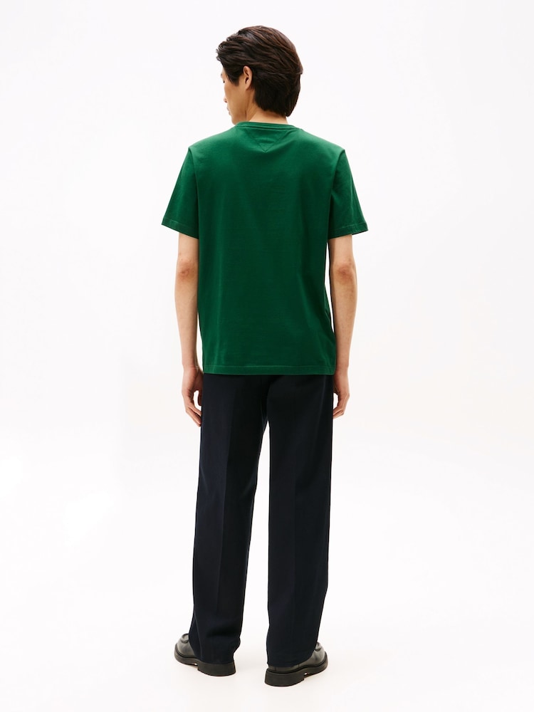 Tommy Hilfiger Ornamental Green Flag Embroidery Crew Neck T-Shirt - Image 2 of 5