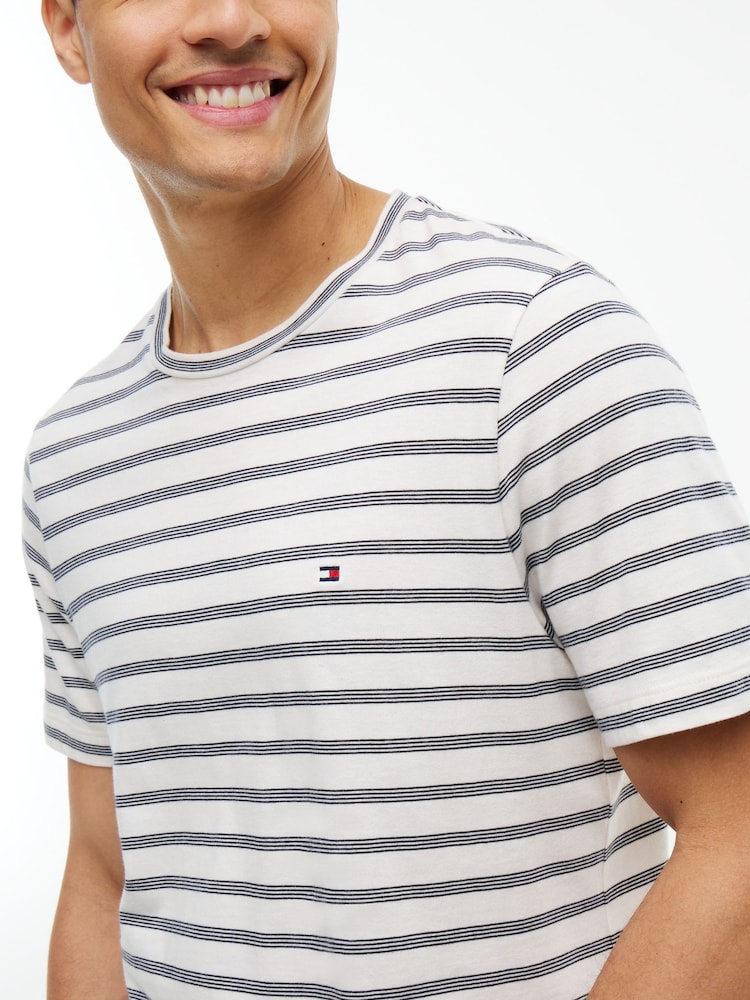 Tommy Hilfiger White Flag Embroidery Crew Neck T-Shirt - Image 4 of 4