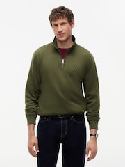 Tommy Hilfiger Green Peached Fleece Quarter Zip Sweatshirt - Image 1 of 5