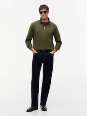 Tommy Hilfiger Green Peached Fleece Quarter Zip Sweatshirt - Image 3 of 5
