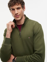 Tommy Hilfiger Green Peached Fleece Quarter Zip Sweatshirt - Image 4 of 5