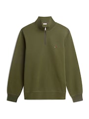 Tommy Hilfiger Green Peached Fleece Quarter Zip Sweatshirt - Image 5 of 5